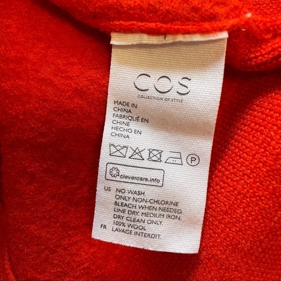COS 100% Wool Red Hooded Pullover Cozy Sweater XS - Picture 6 of 6